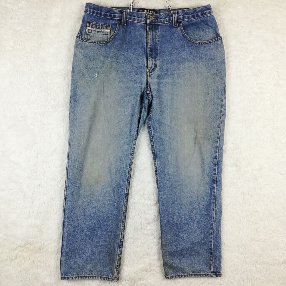 Vintage U.S. Polo Assn. Mens Jeans Straight Leg Relaxed Fit Blue Denim 40x32